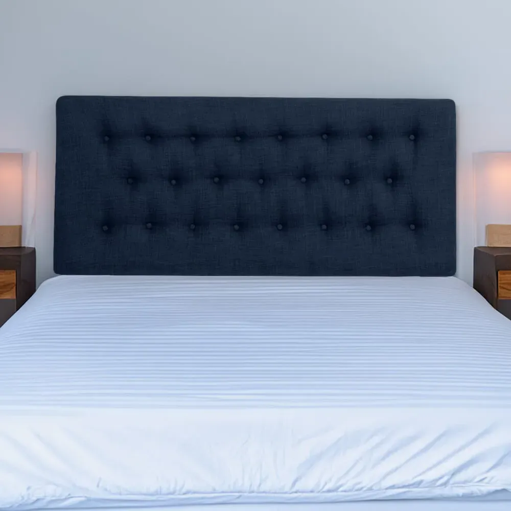 Lona King Size Buttoned Headboard - Blue, Linen
