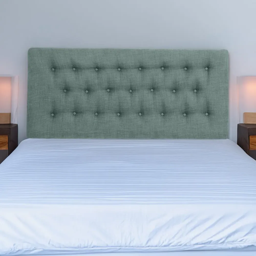 Lona King Size Buttoned Headboard - Blue, Linen
