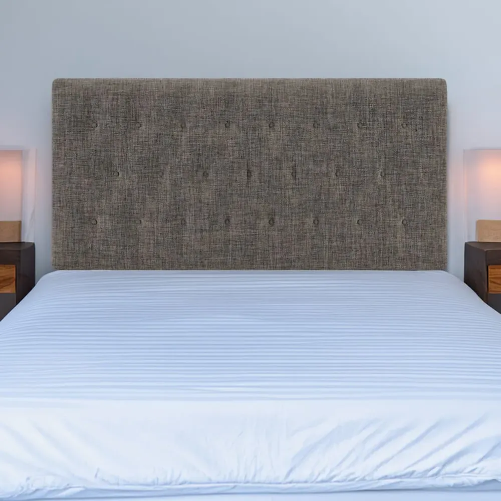 Lona King Size Buttoned Headboard - Grey, Linen