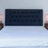 Lona Single Buttoned Headboard - Blue, Linen