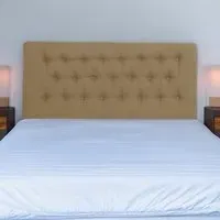 Lona Single Buttoned Headboard - Cream, Linen