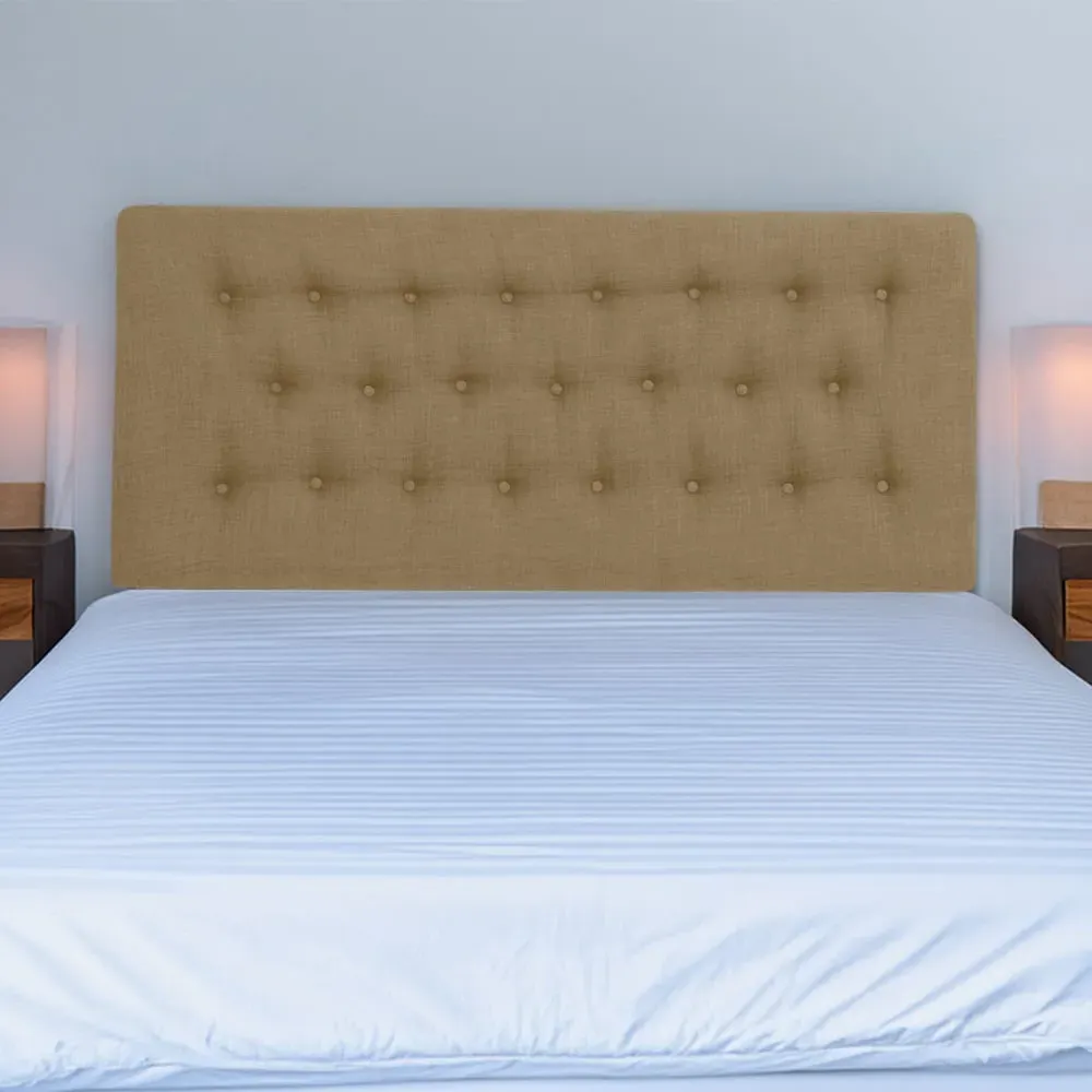 Lona Single Buttoned Headboard - Cream, Linen