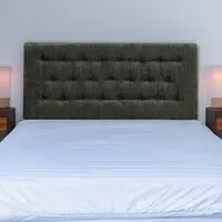 Lona Single Buttoned Headboard - Grey, Chenille