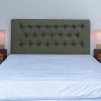 Lona Single Buttoned Headboard - Grey, Linen