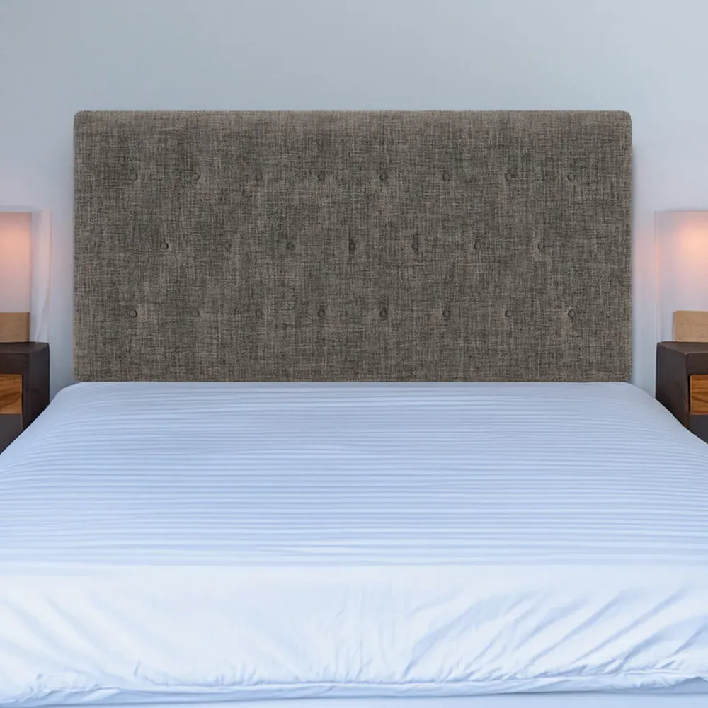 Lona Single Buttoned Headboard - Grey, Linen