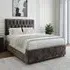 Lona Single Divan Base with Headboard and Storage - Grey, Chenille