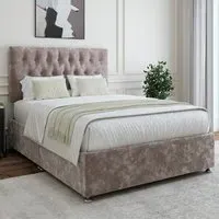 Lona Single Divan Base with Headboard and Storage - Silver, Chenille