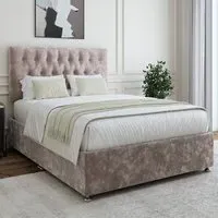 Lona Single Divan Base with Headboard - Silver, Chenille