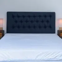 Lona Small Double Buttoned Headboard - Blue, Linen