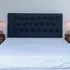 Lona Small Double Buttoned Headboard - Blue, Linen