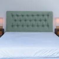 Lona Small Double Buttoned Headboard - Blue, Linen