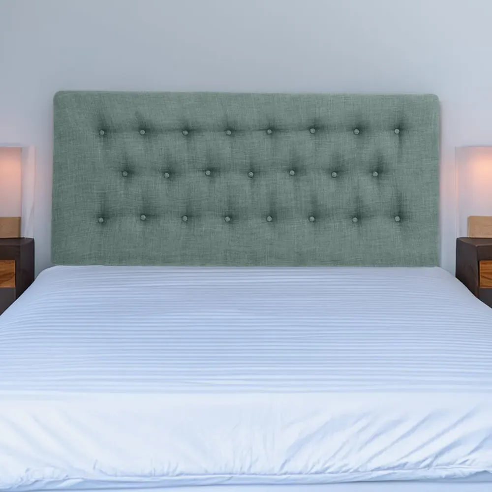Lona Small Double Buttoned Headboard - Blue, Linen