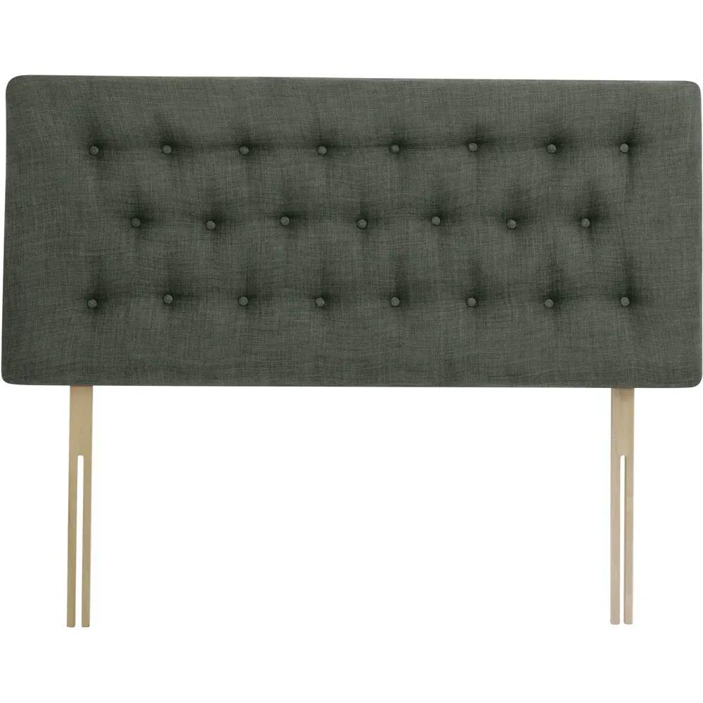 Lona Small Double Buttoned Headboard - Charcoal, Linen