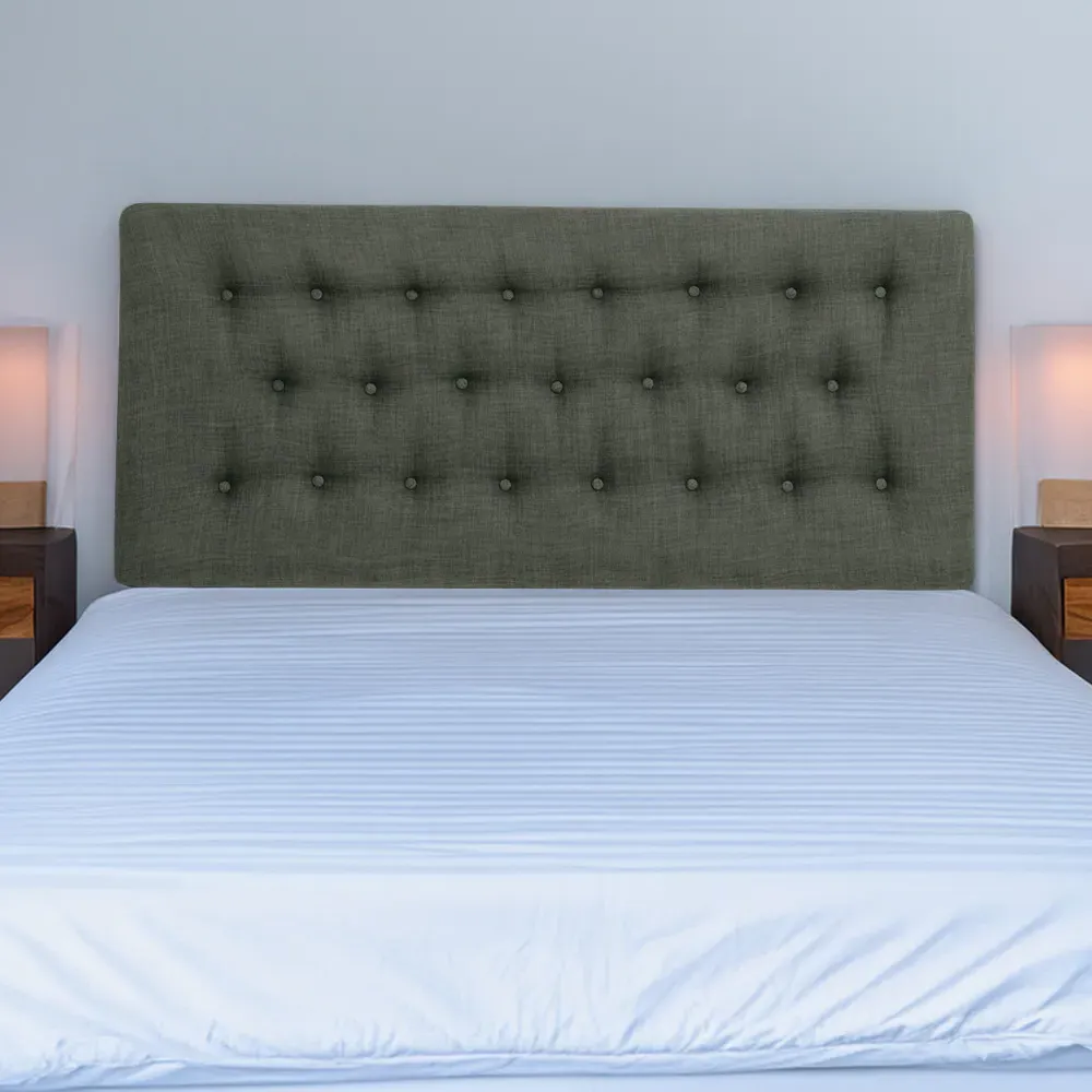 Lona Small Double Buttoned Headboard - Charcoal, Linen