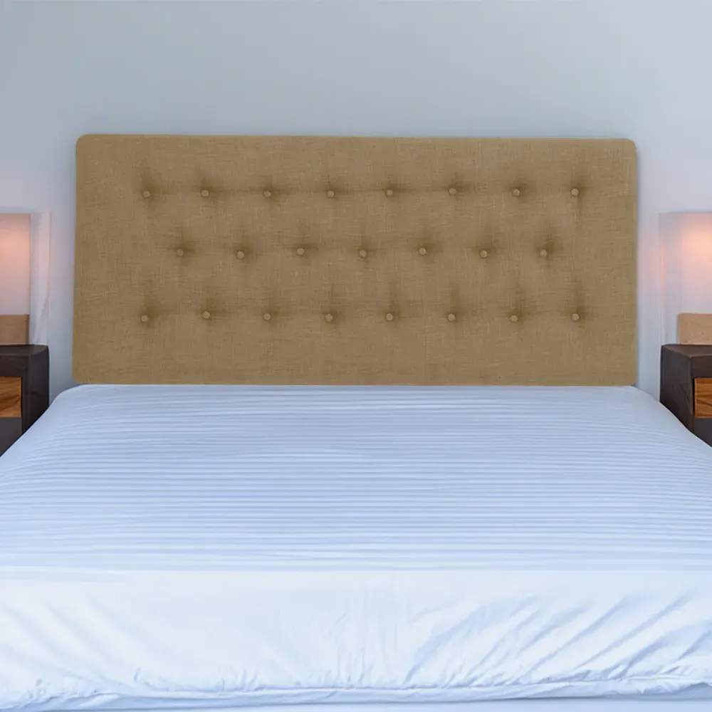 Lona Small Double Buttoned Headboard - Cream, Linen