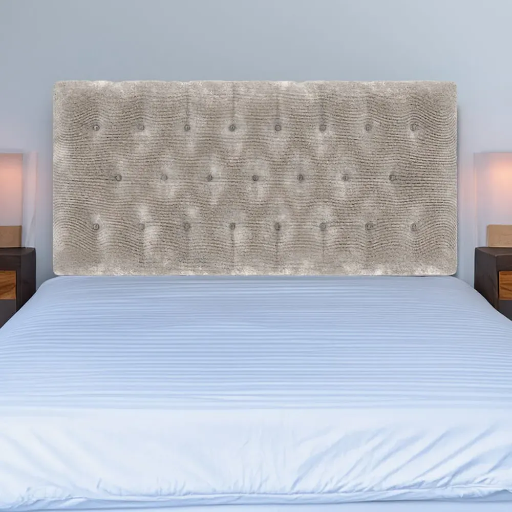 Lona Small Double Buttoned Headboard - Silver, Chenille