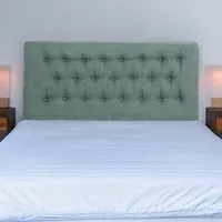 Lona Super King Size Buttoned Headboard - Blue, Linen