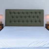 Lona Super King Size Buttoned Headboard - Charcoal, Linen