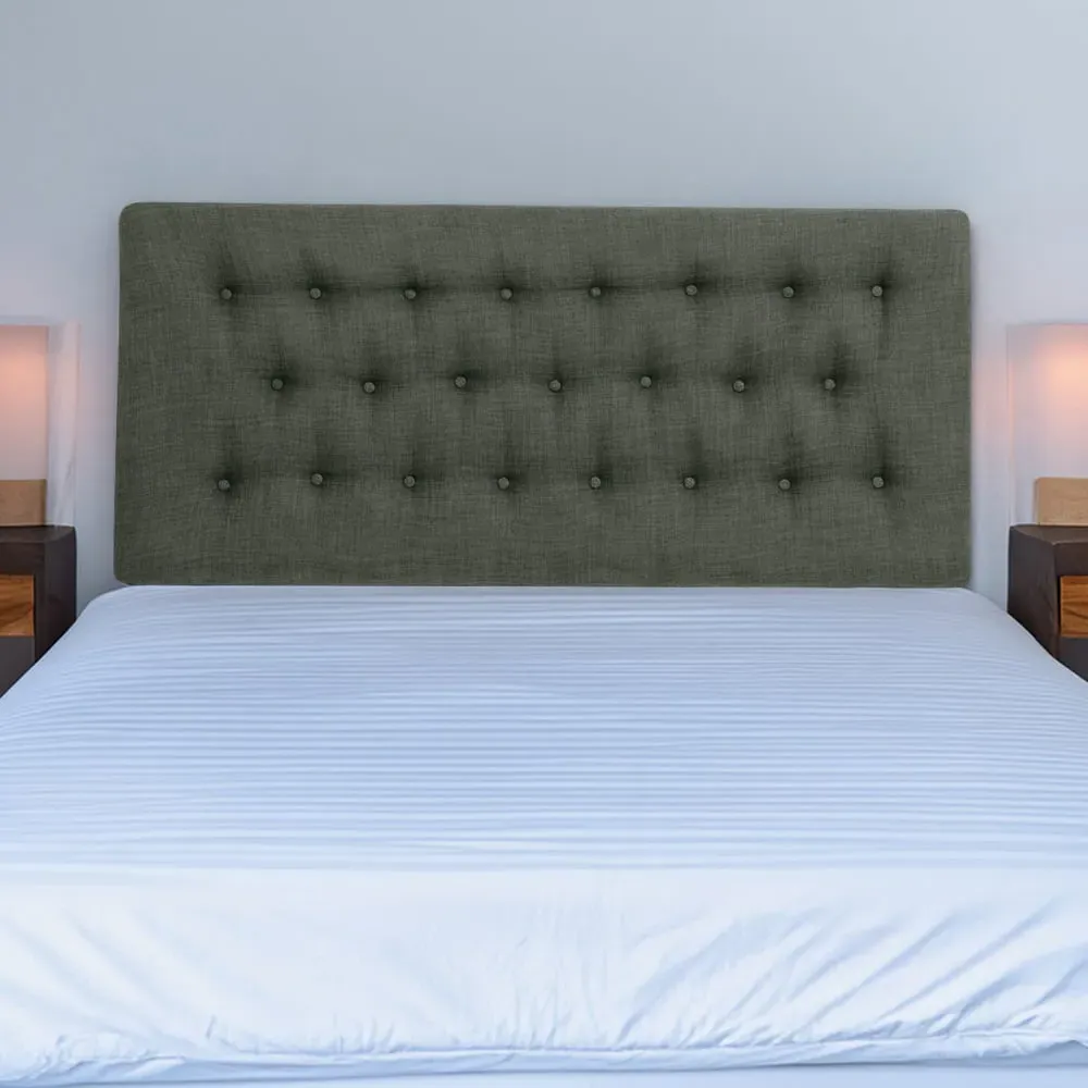 Lona Super King Size Buttoned Headboard - Charcoal, Linen