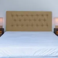 Lona Super King Size Buttoned Headboard - Cream, Linen