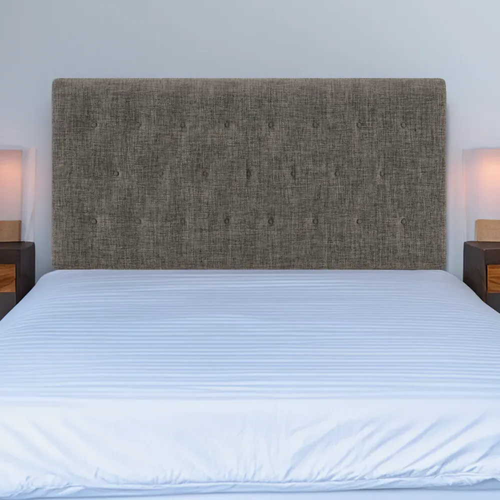 Lona Super King Size Buttoned Headboard - Grey, Linen
