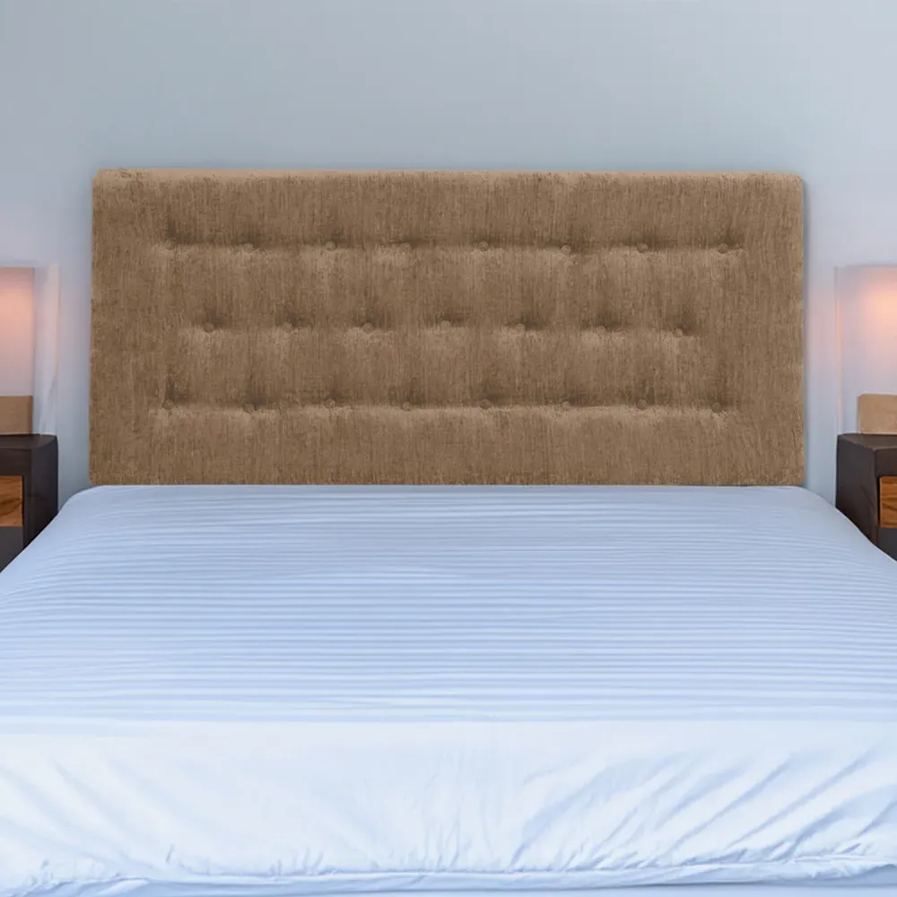Lona Super King Size Buttoned Headboard - Mink, Chenille
