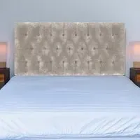 Lona Super King Size Buttoned Headboard - Silver, Chenille