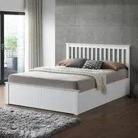 Malmo Double Ottoman Bed with Storage - White, Rubberwood
