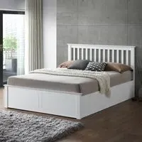 Malmo King Size Ottoman Bed Frame with Storage - White