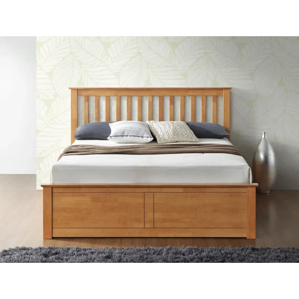Malmo King Size Ottoman Bed with Storage - Brown, Oak