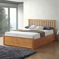 Malmo King Size Ottoman Bed with Storage - Brown, Oak