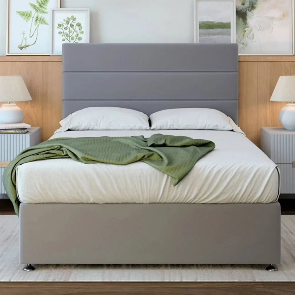 Milan Small Double Divan Base - Silver, Velvet image