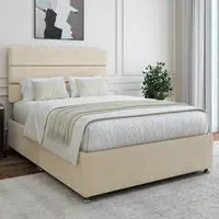 Naples Double Divan Base with Storage - Cream, Velvet