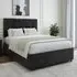 Naples King Size Divan Base with Pearl Headboard - Black, Velvet