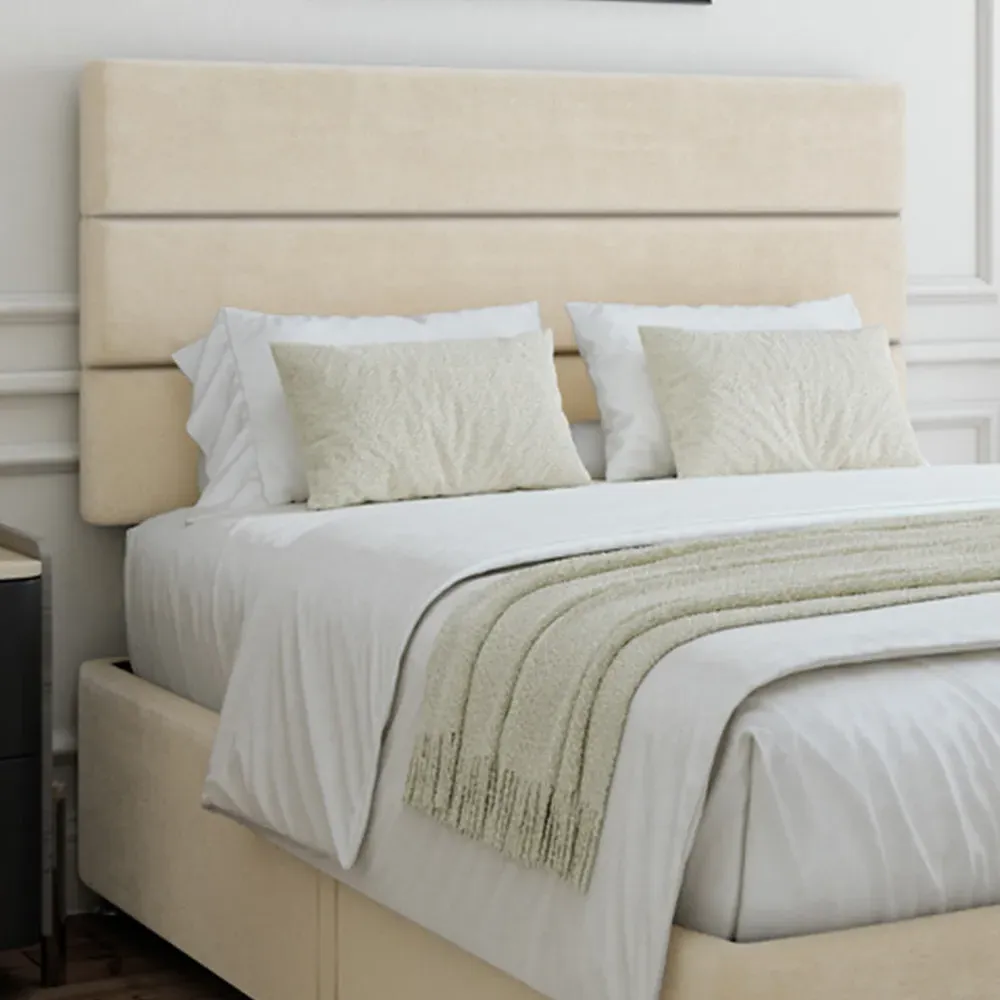 Naples Small Double Divan Base with Storage - Cream, Velvet