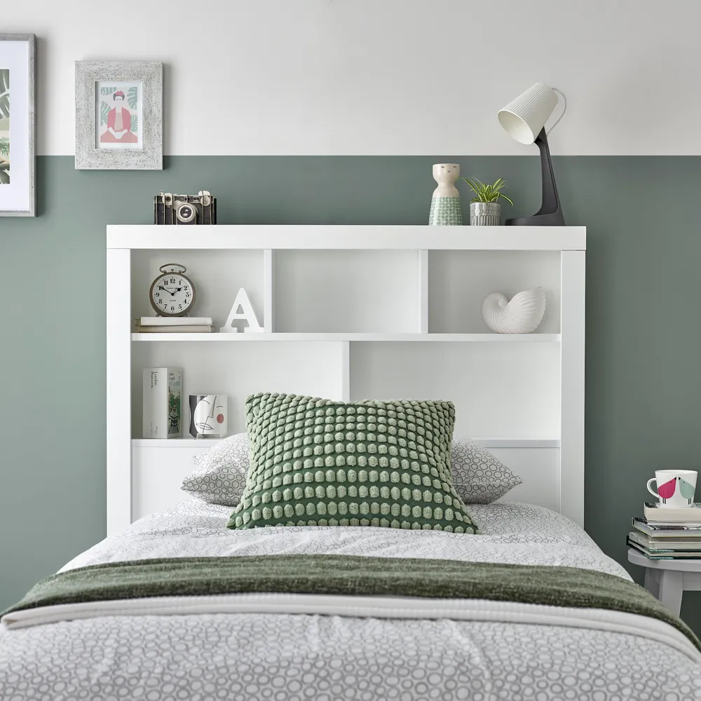 Oscar Single Bookcase Ottoman Storage Bed - White