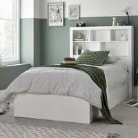 Oscar Single Bookcase Ottoman Storage Bed - White