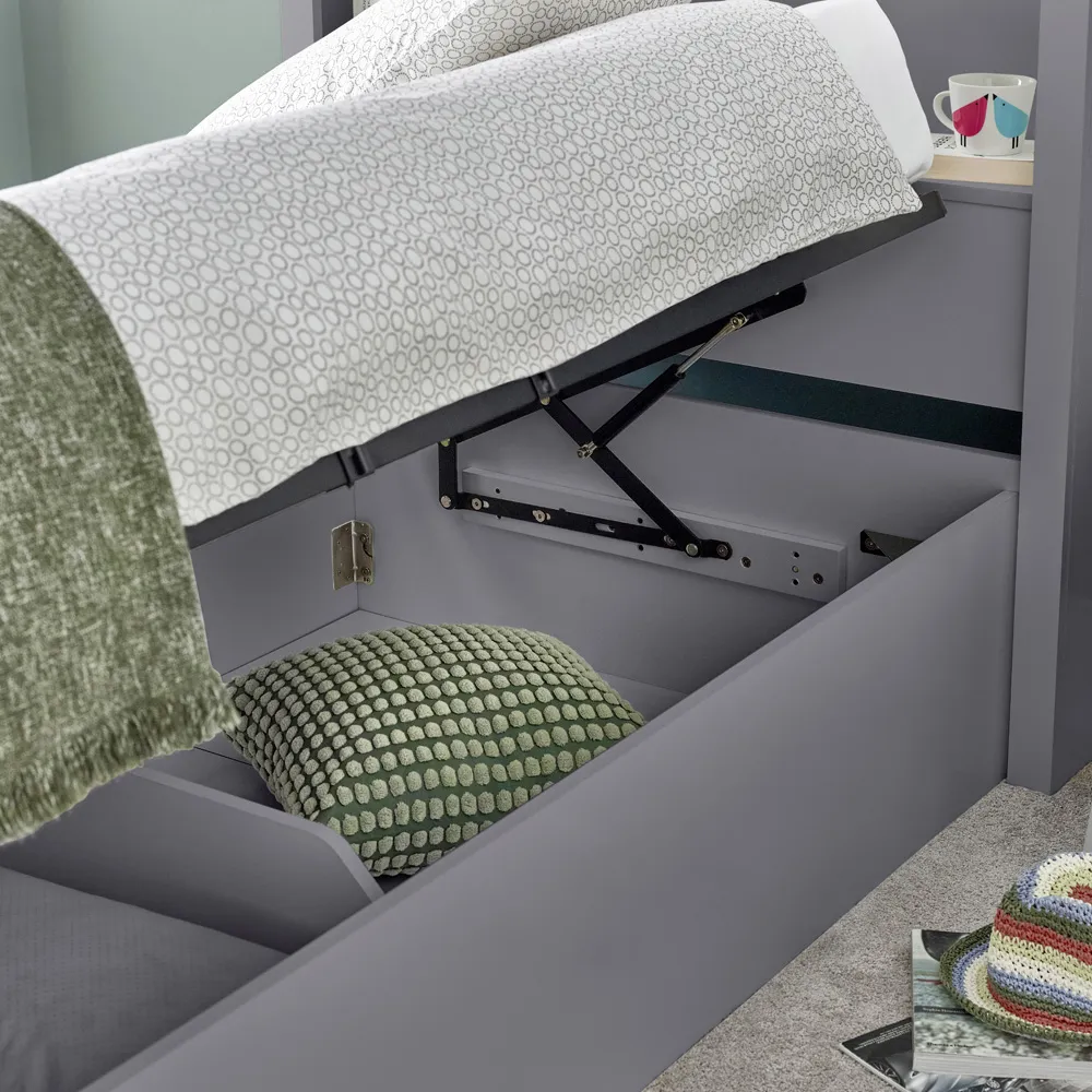 Oscar Wooden Ottoman Bed with Storage - Grey