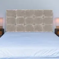 Pearl King Size Squared Headboard - Silver, Chenille