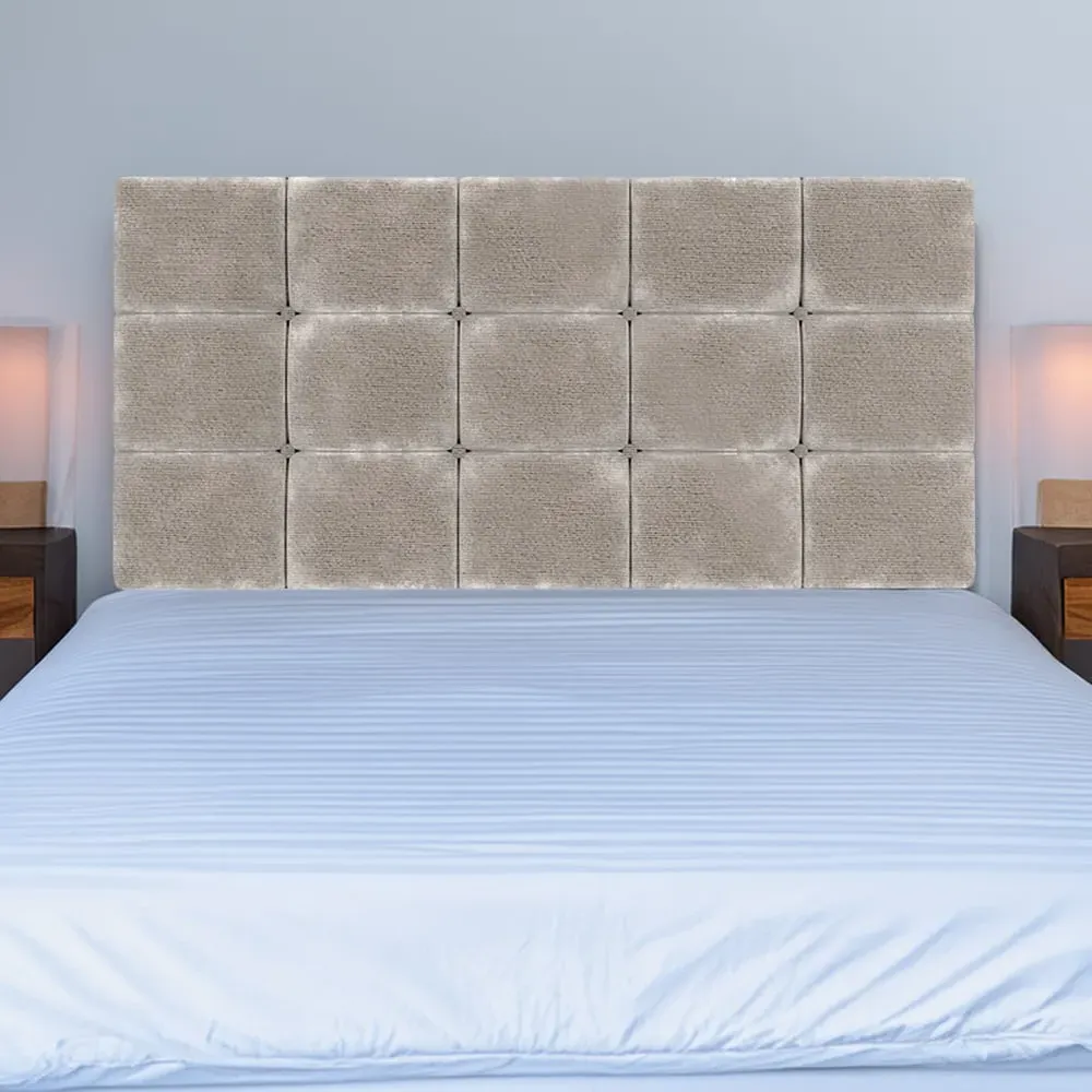 Pearl King Size Squared Headboard - Silver, Chenille