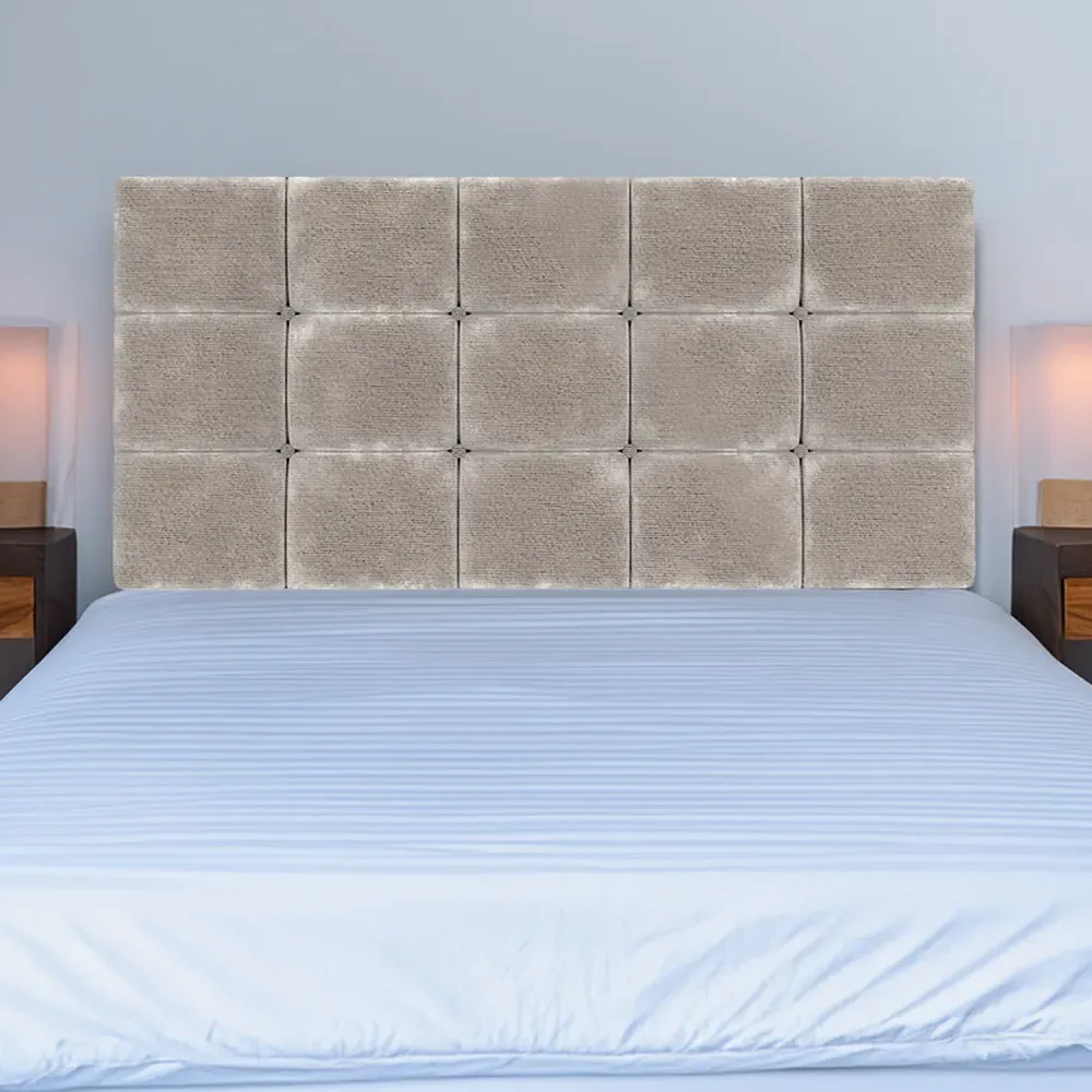 Pearl Super King Size Squared Headboard - Silver, Chenille