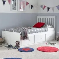 Quest 3 Drawer Bed Frame - White, Rubberwood