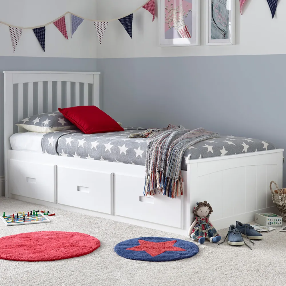 Quest 3 Drawer Bed Frame with Memory Foam Mattress - White