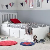 Quest 3 Drawer Bed Frame with Spring Mattress - White