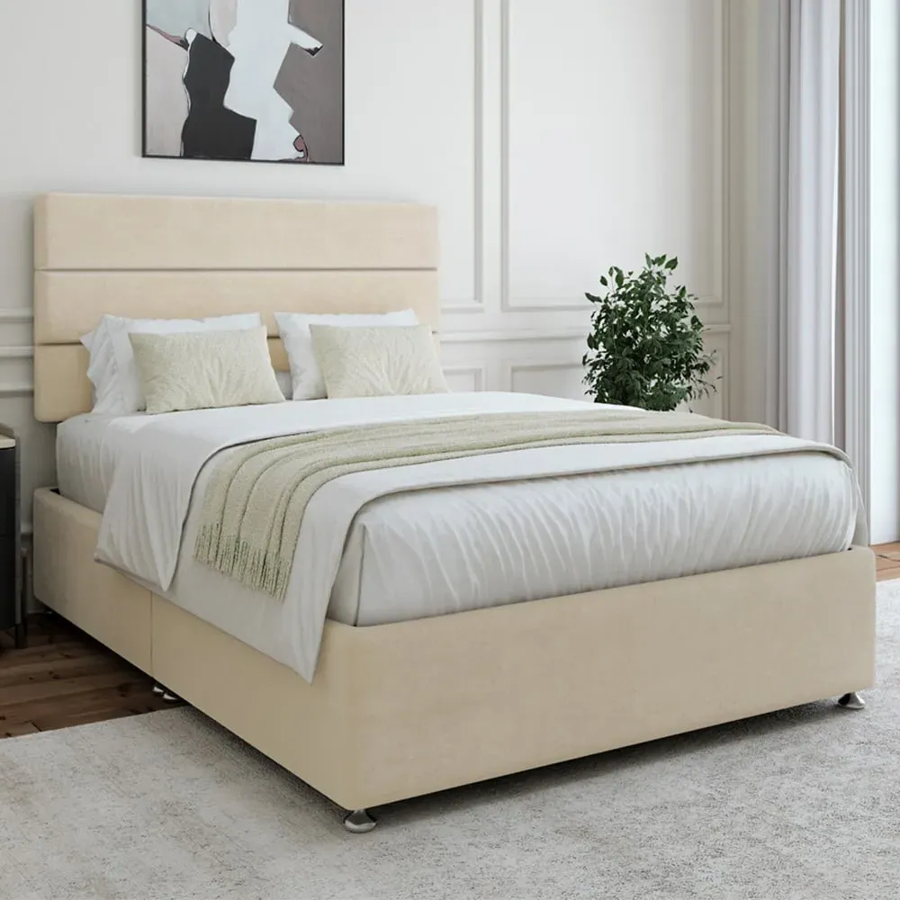 Single Divan Base - Cream, Velvet
