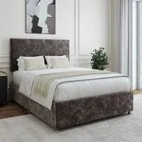 Single Divan Base with 2 Drawers and Valencia Headboard - Grey, Chenille