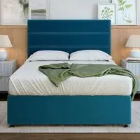 Single Divan Base with 2 Drawers - Marine Blue, Velvet