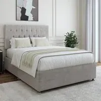 Single Divan Base with Headboard - Grey, Linen