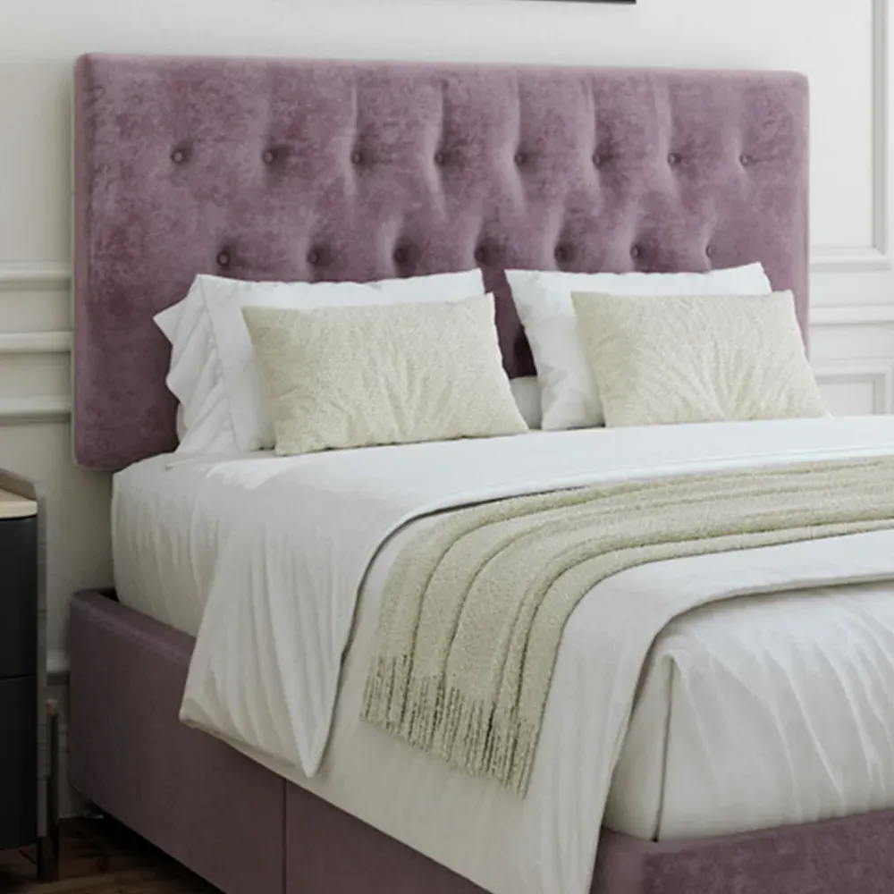 Single Divan Base with Headboard - Mauve, Linen