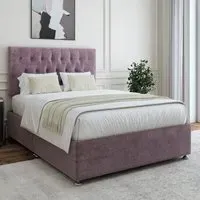 Single Divan Base with Headboard - Mauve, Linen